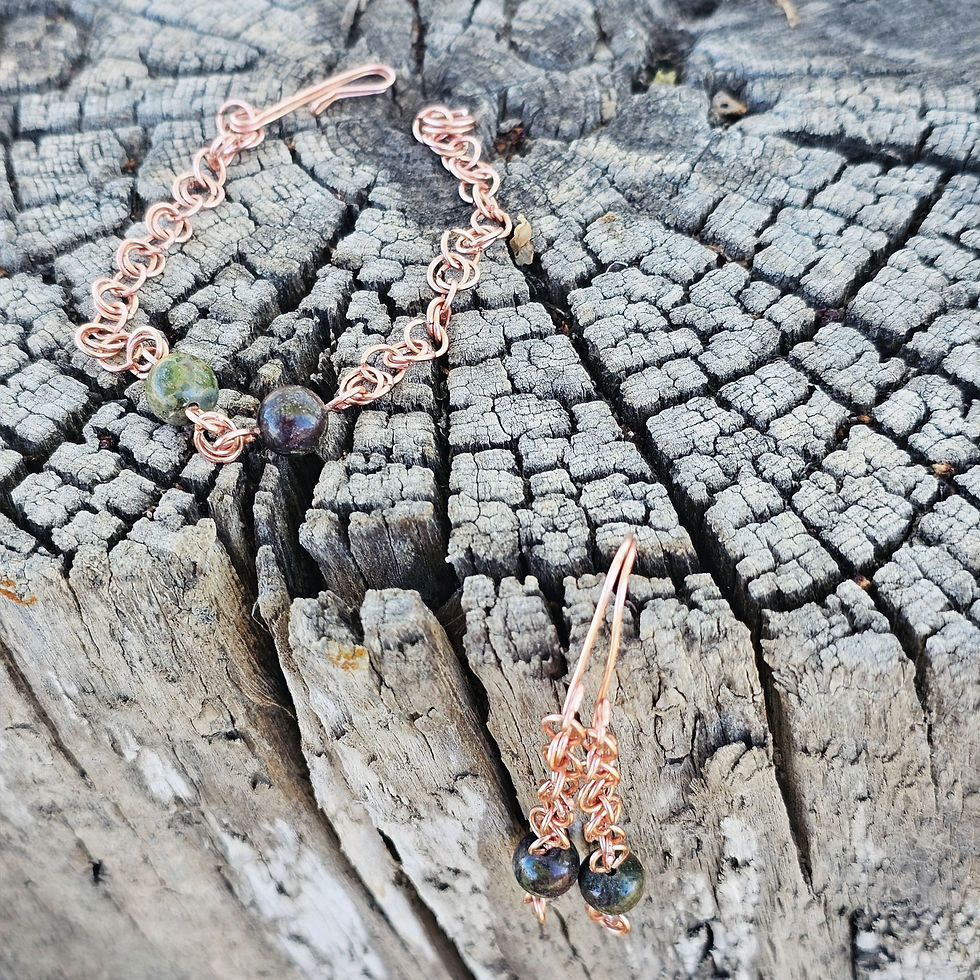 Thumbnail: Twisted Cable and Gemstone Bracelet and Earrings set