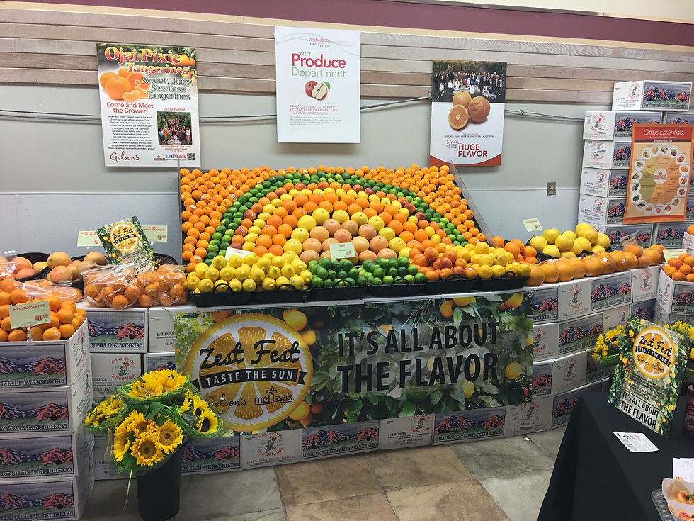 Build eye-catching displays like this citrus rainbow