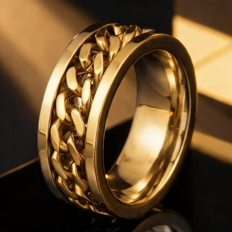 Thumbnail: Stainless Steel Diamond Inlay Ring