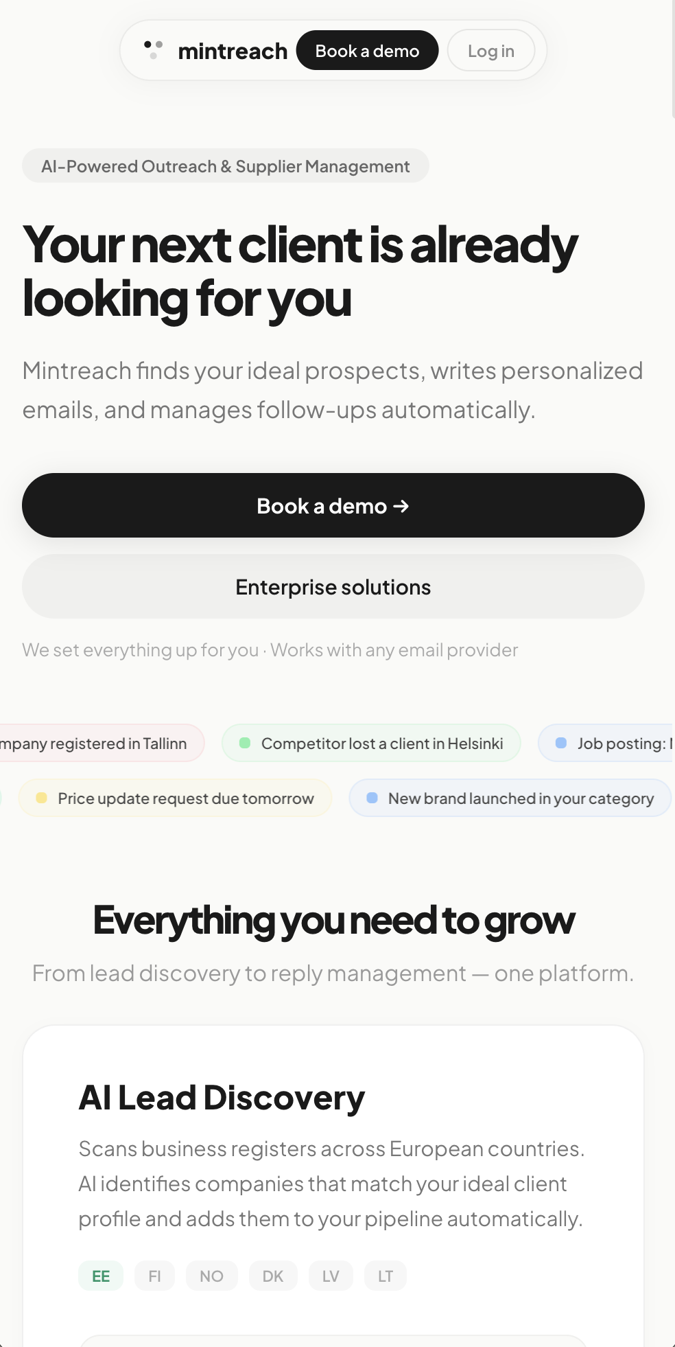 Mintreach mobiilivaade