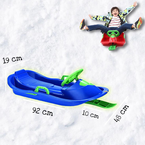 Trineo De Nieve Infantil Rojo – Tabla Deslizadora Con Cuerda Y Frenos Laterales Para Niños