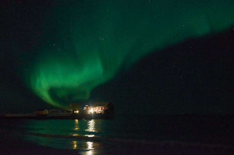 #32. Northern Lights Over Krakeslottet, Senja Island, Northern Norway, March 2017.