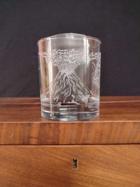 Hand engraved Whiskey glass dragon