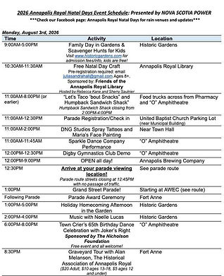 Natal Day Celebrations Annapolis Royal