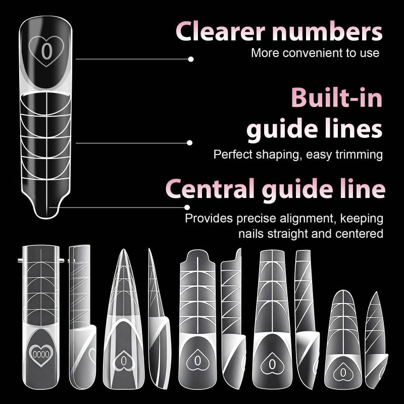 Thumbnail: 150Pcs Space Nail Dual Forms Stiletto Almond Square Smart French Acrylic Extensi