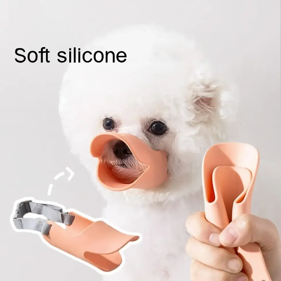 Thumbnail: Dog Silicone Duck Muzzle For Pet Anti Bite Stop Barking Small Large Dog Mask Pet