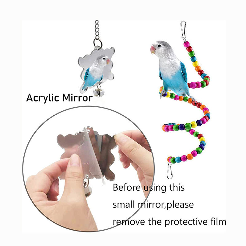 Thumbnail: 7pcs Pack Wood Parrot Toys Bird Toy Cage Bird Accessories  Swing Suspension Brid