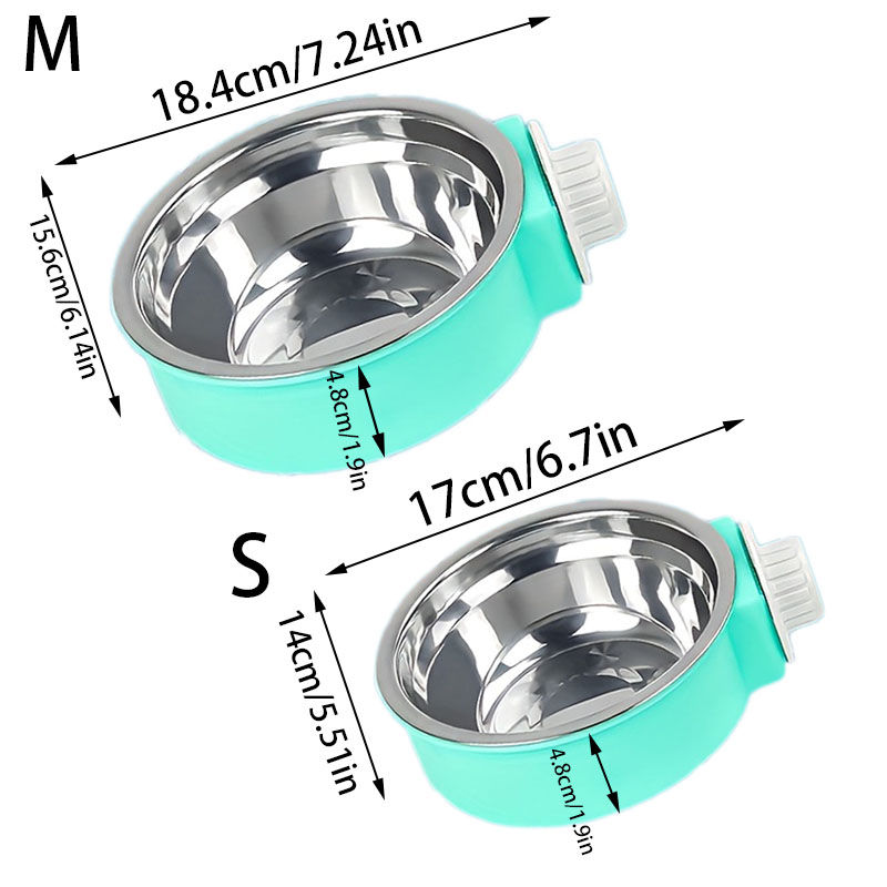 Thumbnail: Pet Candy-Colored Stainless Steel Dog Bowl Hanging Cage Pet Cat Food Bowl Hangin