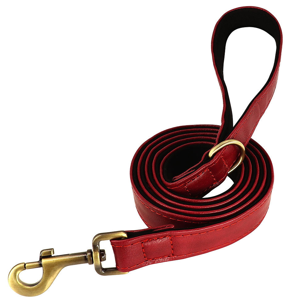 Thumbnail: Customized Leather Dog Collar Leash Set Soft Padded Leather Collar For Small Med