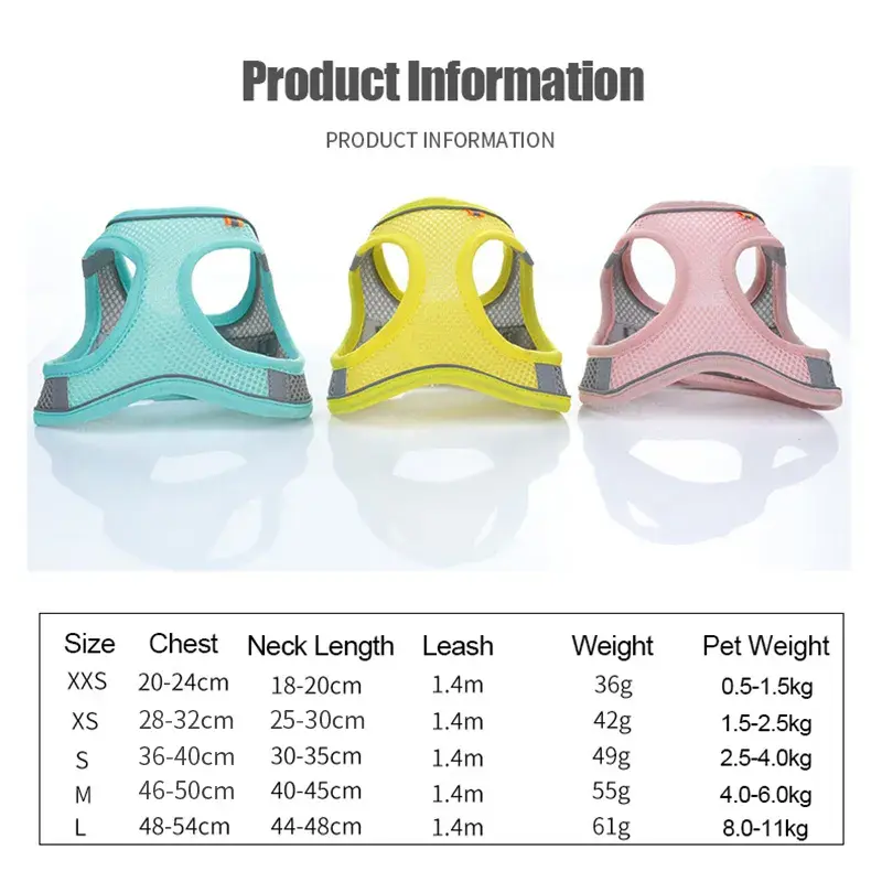 Thumbnail: Cat Dog Harness Vest Chest Rope Set Reflective Breathable Adjustable Pet Harness