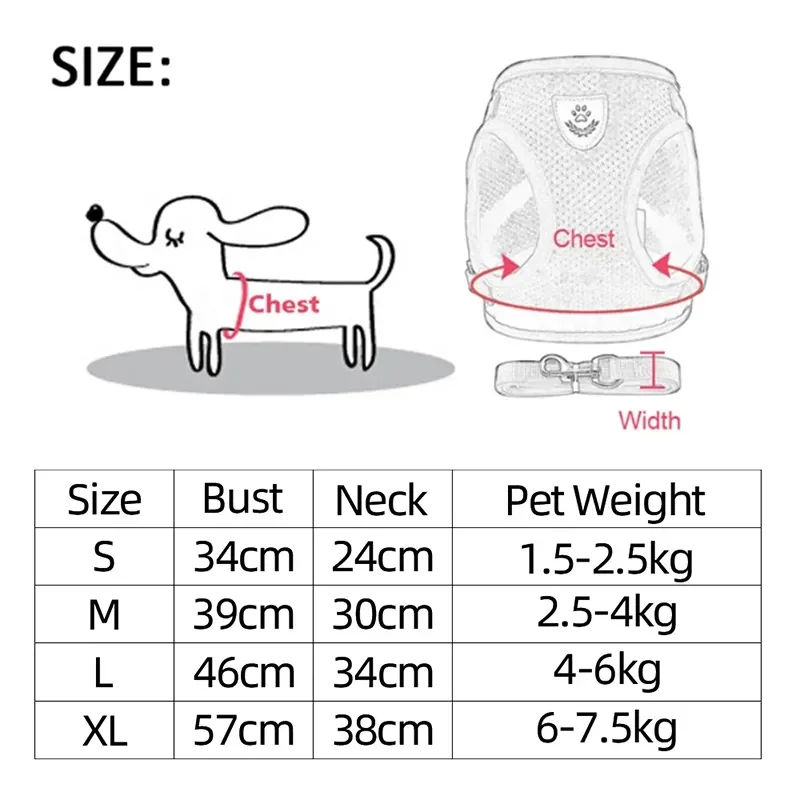 Thumbnail: Adjustable Mesh Pet Harness with Leash, Polyester Vest Type Walking Strap for Sm