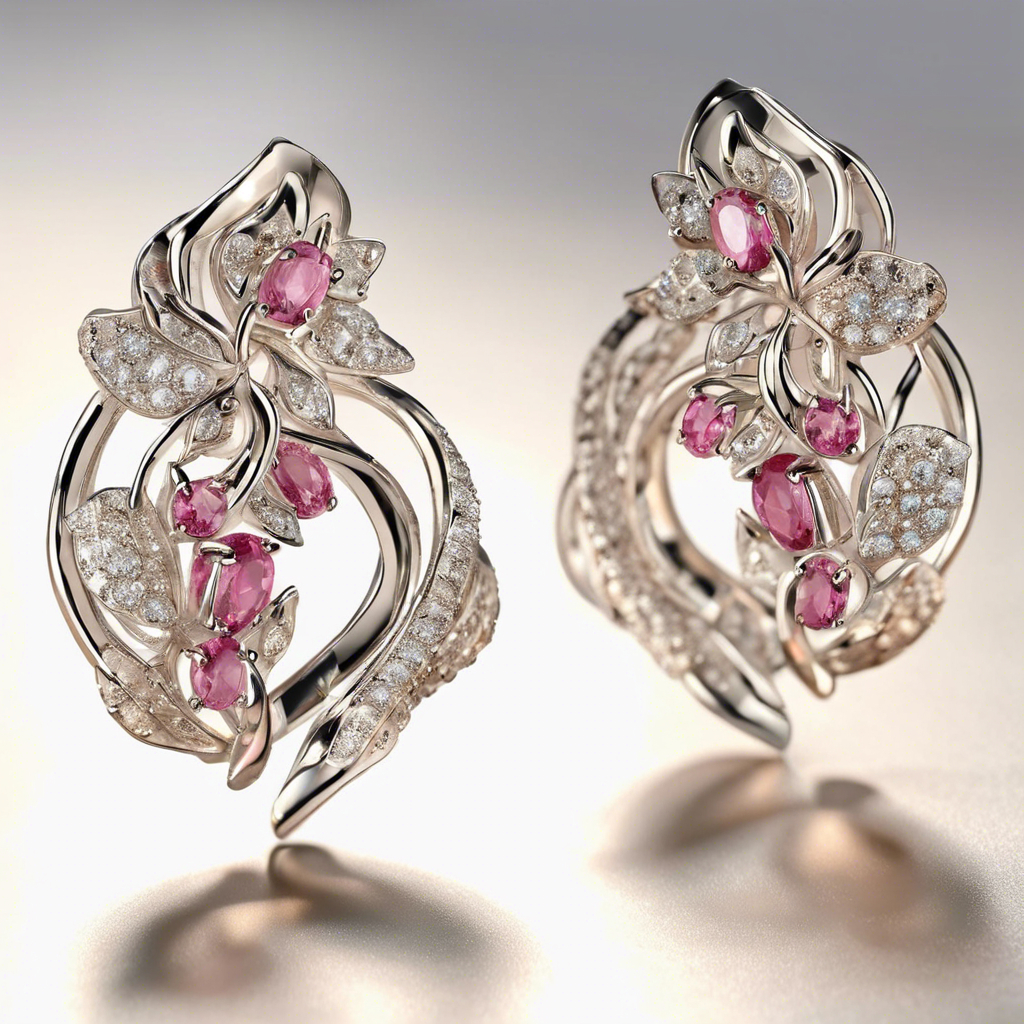 Silver Floral Pink Gemstone Earrings