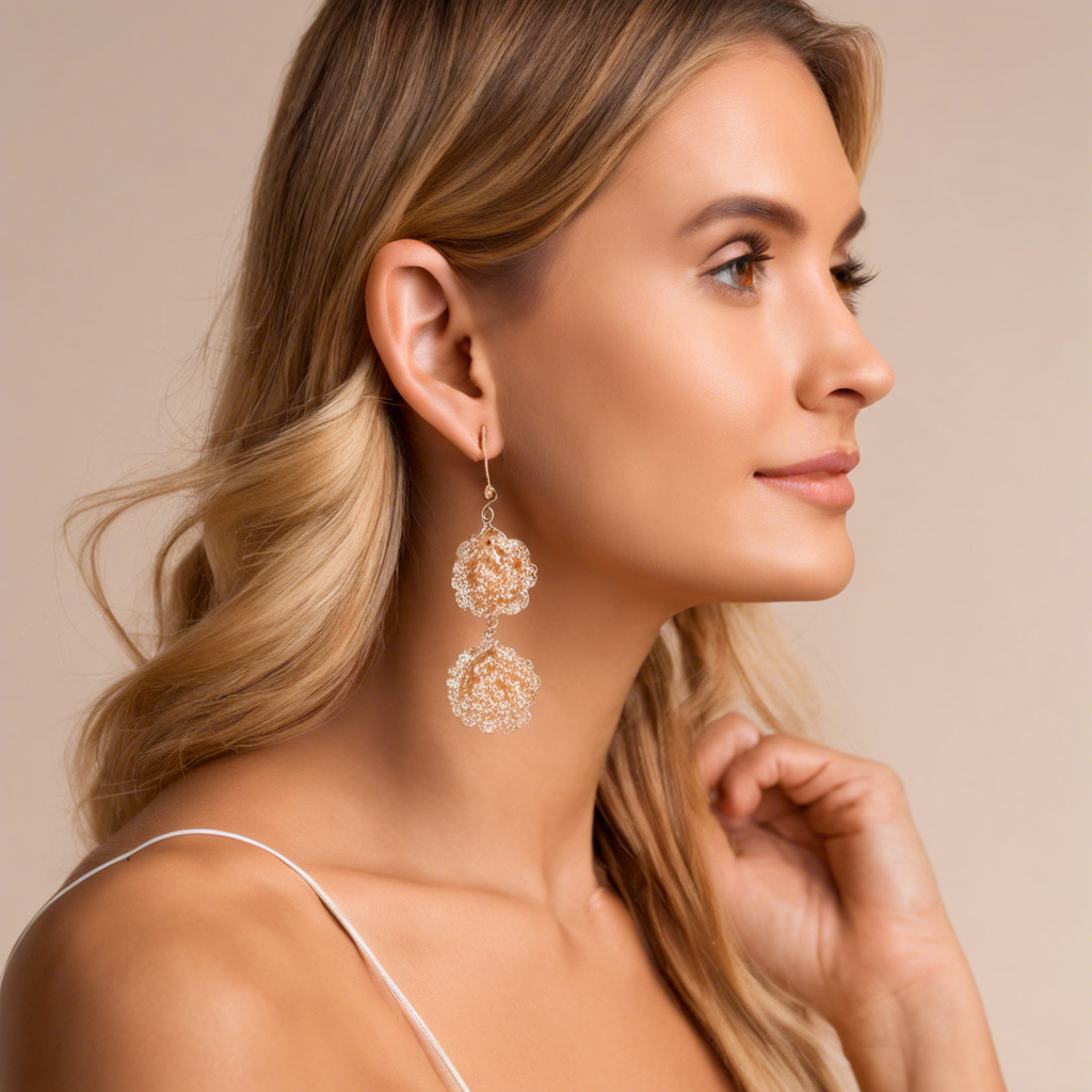 Golden Lace-Inspired Floral Dangle Earrings in sterling silver