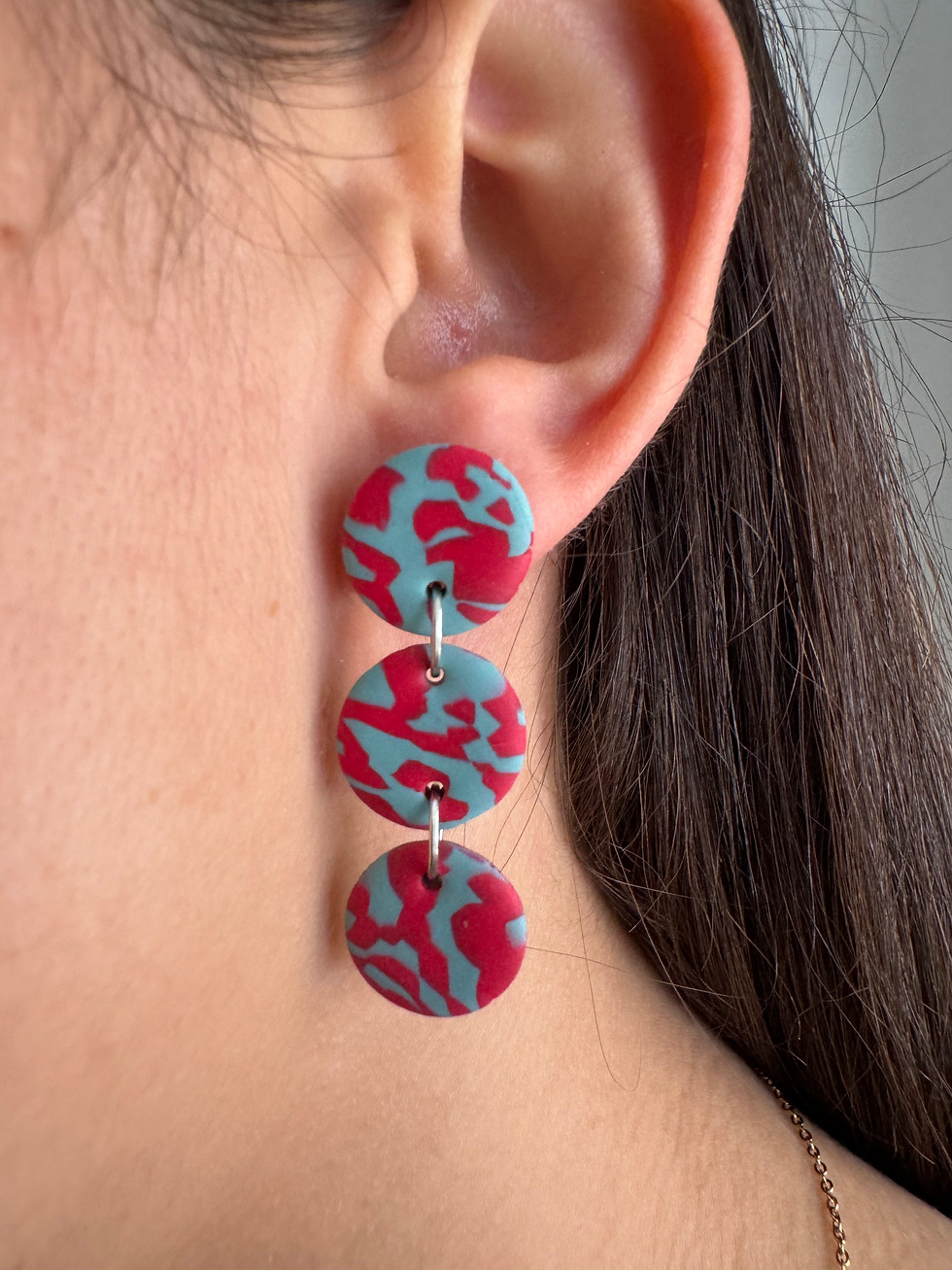 Miniatura: Pendientes triple círculo colgantes 