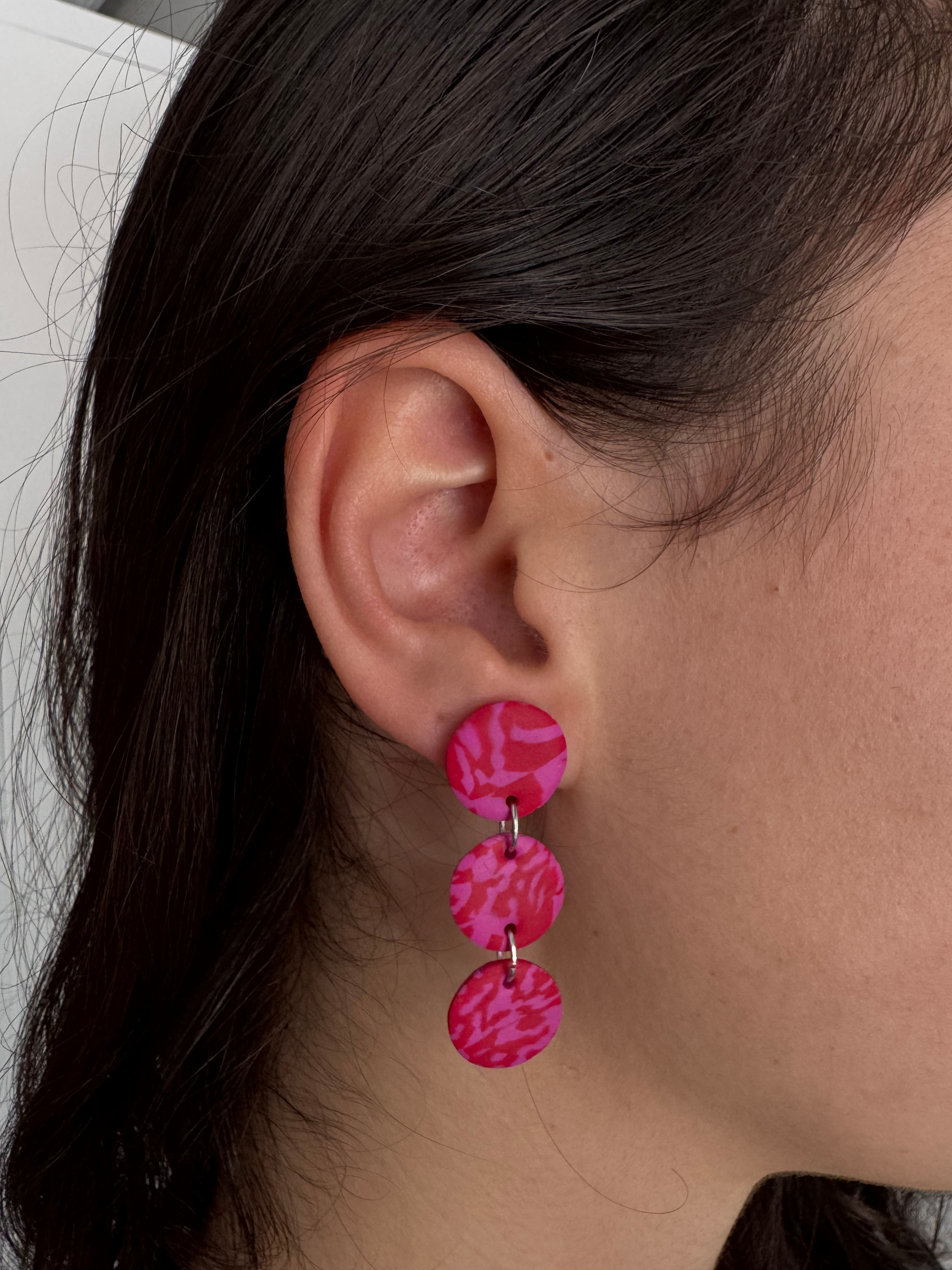 Pendientes triple círculo colgantes 