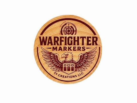Warfighter Markers logo on Maple hardwood marker