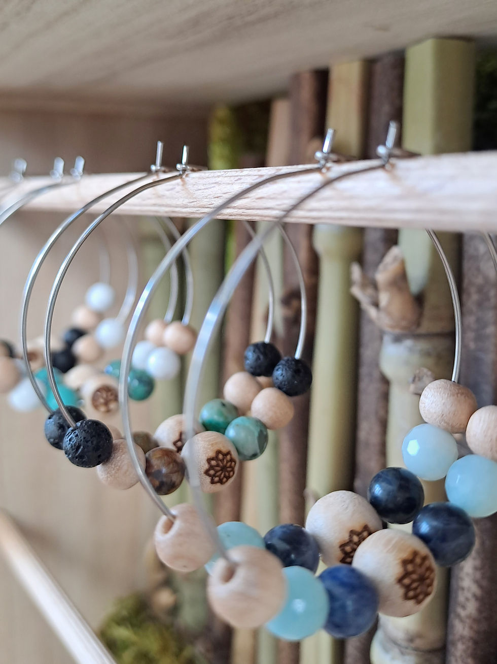 Miniature : Boucles d'oreilles CRÉOLE / perles