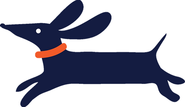 black dog clip art running across page