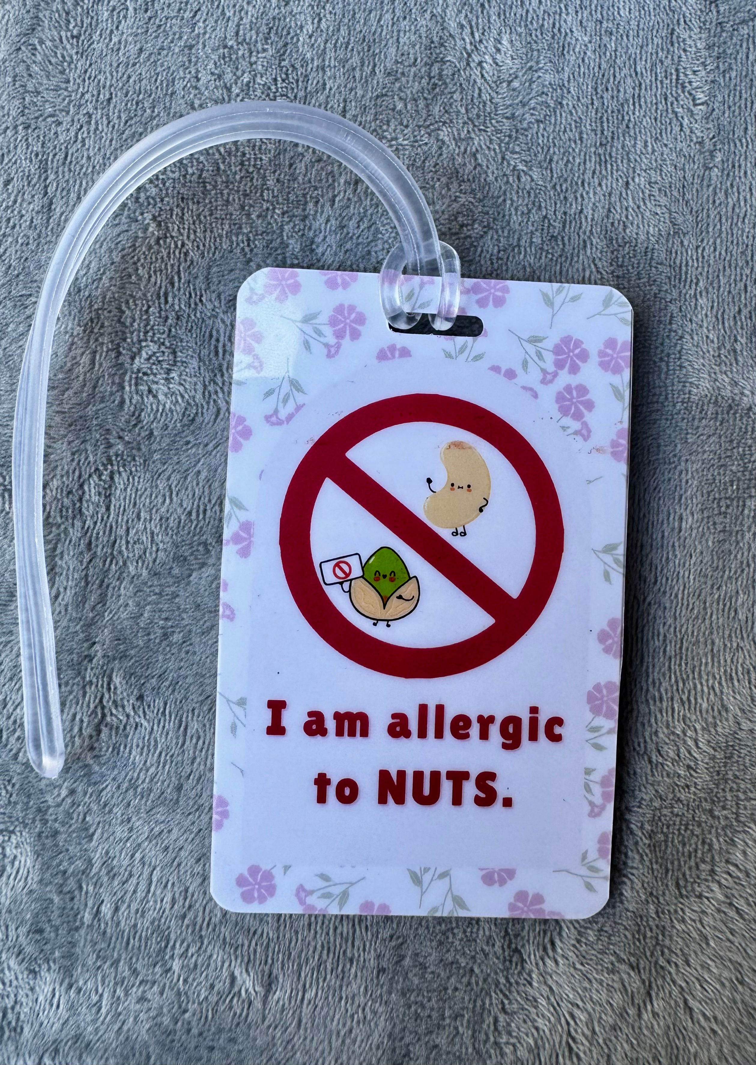 Allergy Bag Tag Personalised for Girls Nuts Allergy