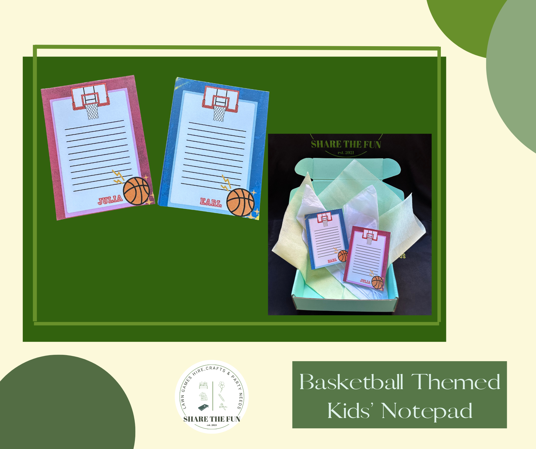 Personalized Basketball Themed Kids' Notepad