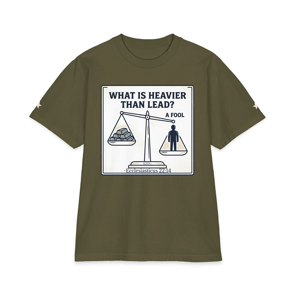 Thumbnail: Faith Inspired T-Shirt — “What Is Heavier Than Lead? A Fool” Graphic Tee