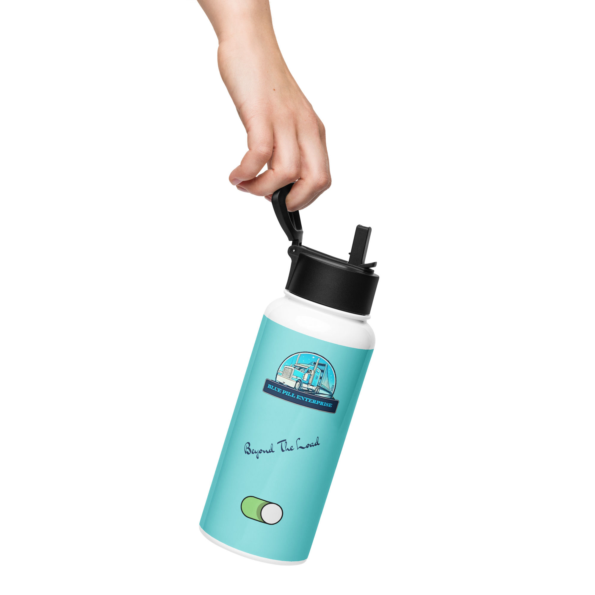 Stainless steel water bottle with a straw lid