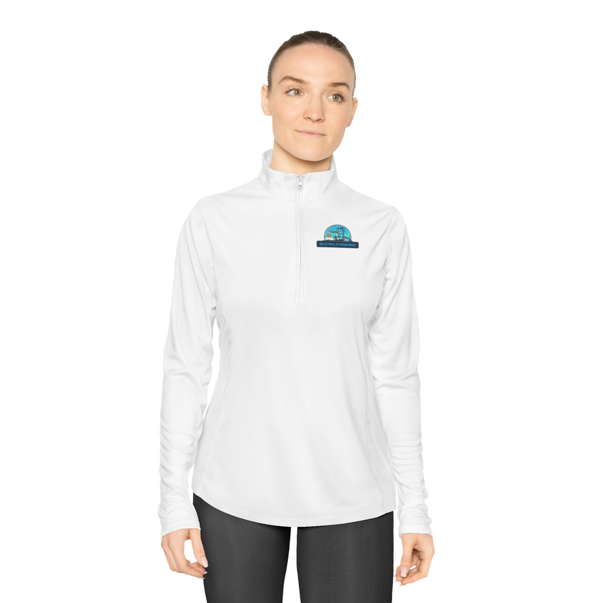 Ladies Quarter-Zip Pullover- BPE Logo: Sporty, Comfortable for All Activities