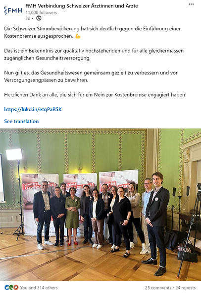 Erfolg! 62,77 % Nein an der Urne gegen die schädliche Kostenbremse-Initiative @Zum Äusseren Stand