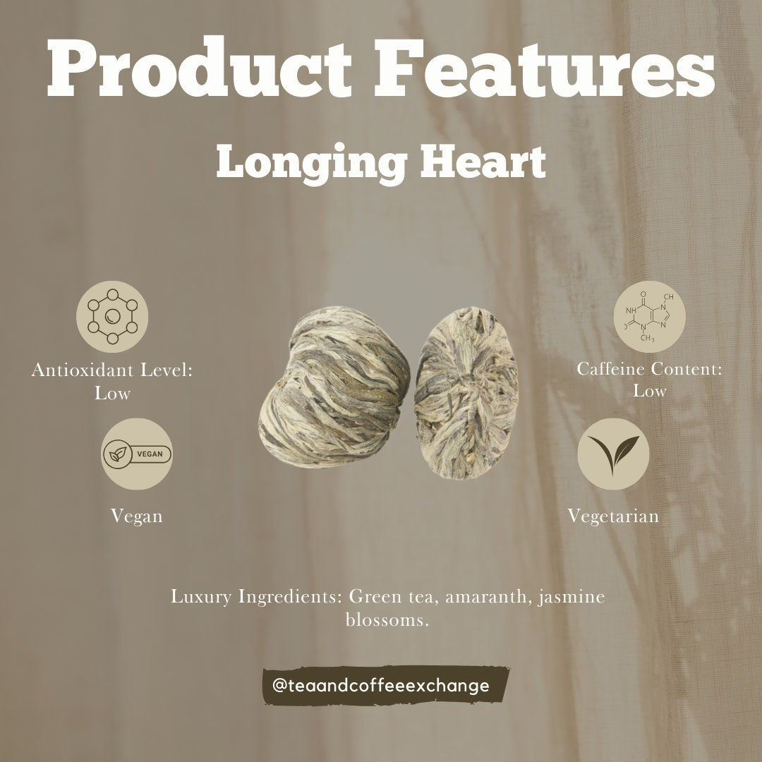 Longing Heart Blooming Tea - Premium Handcrafted Peach & Jasmine Blossom Tea