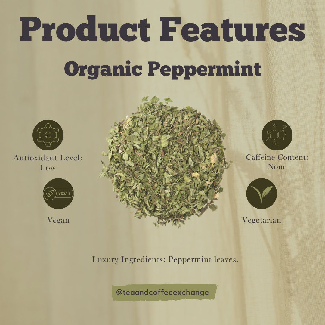 Organic Peppermint Herbal Tea - Caffeine Free, Small Batch & USA Grown Tea | Di
