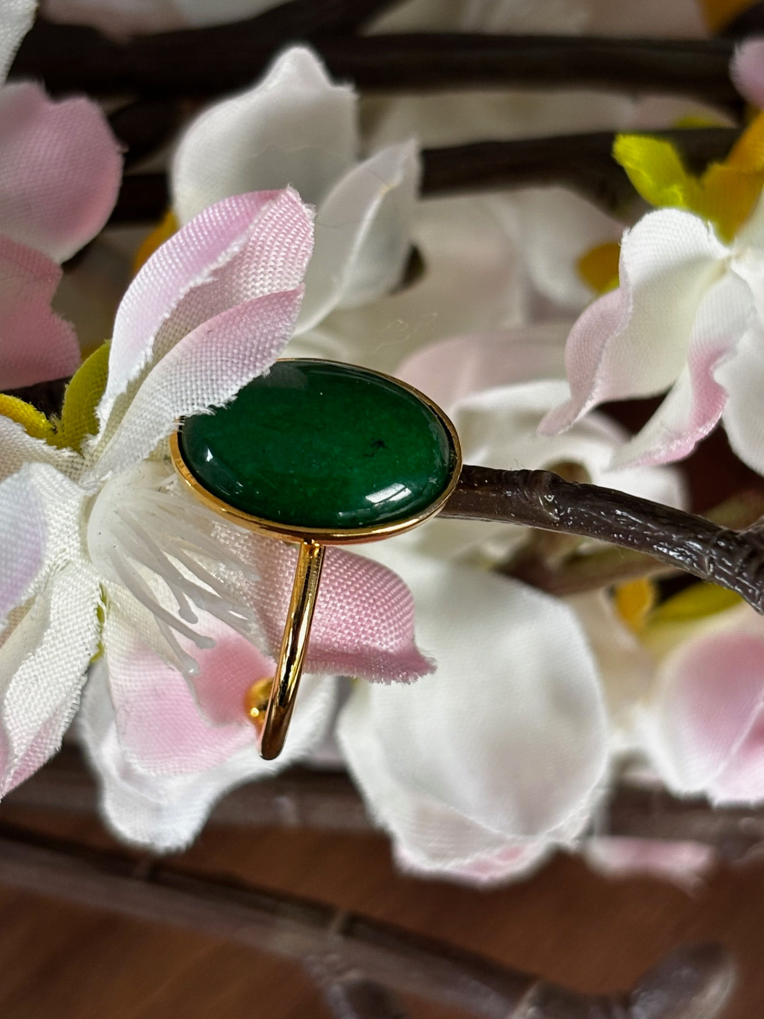 Bague ovale Agate verte