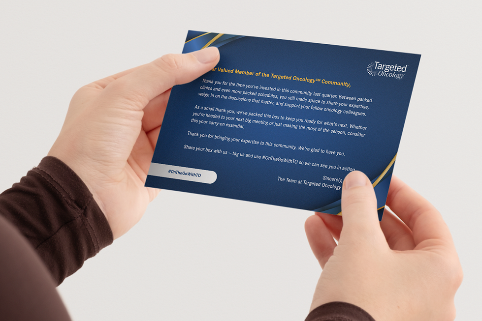Targeted Oncology branded thank-you postcard created for participating members.