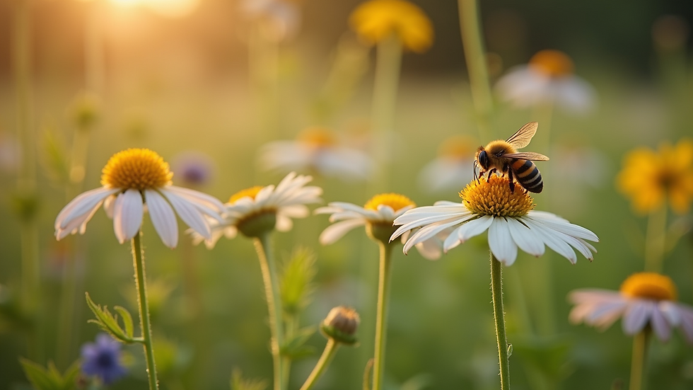 Close-up of wildflower garden attracting pollinators