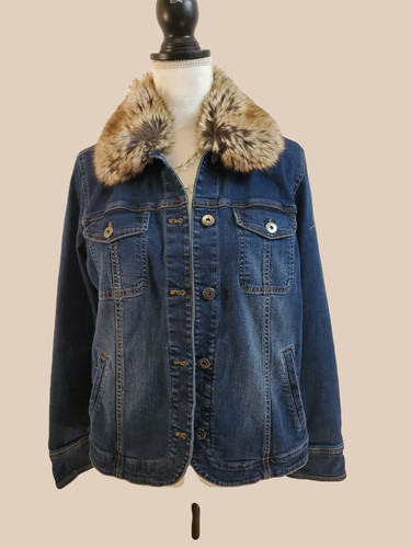 J Jill Denim Jacket with Faux neck 