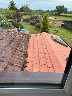 Elevated view of existing roofing covering conservatory & kitchen areas 1
