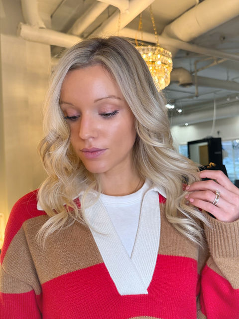 blonde hair with one row of weft