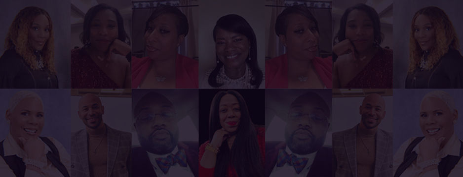 A banner showing, pastor Eddie Wheeler Jr, Reverend Dr Nicole B. Simpson, Reverend Angel OJ Thompson, Sister Mitchell, and mo