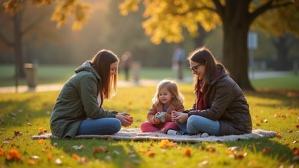 High angle view of a family enjoying a festive day in a park