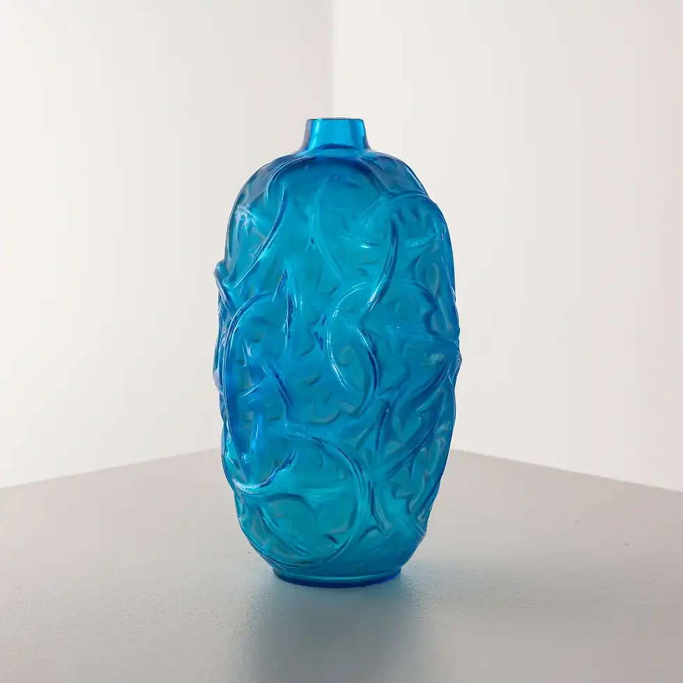 Thumbnail: Vaso de vidrio azul eléctrico Art Deco "Ronces" de René Lalique