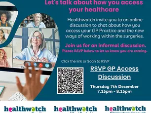 Healthwatch GP online event: Thursday 7th Dec from 7.15pm