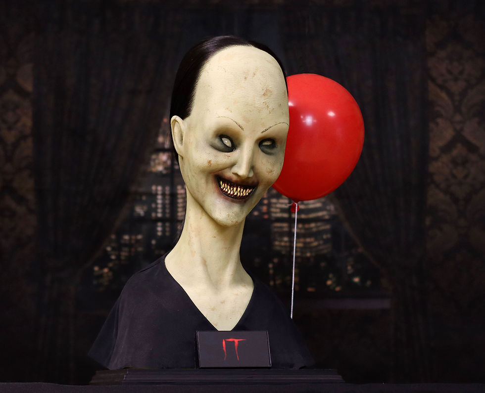 Thumbnail: Right side view of Pennywise bust showing the full sculpture and custom base—ideal for collectors of the IT horror movie.