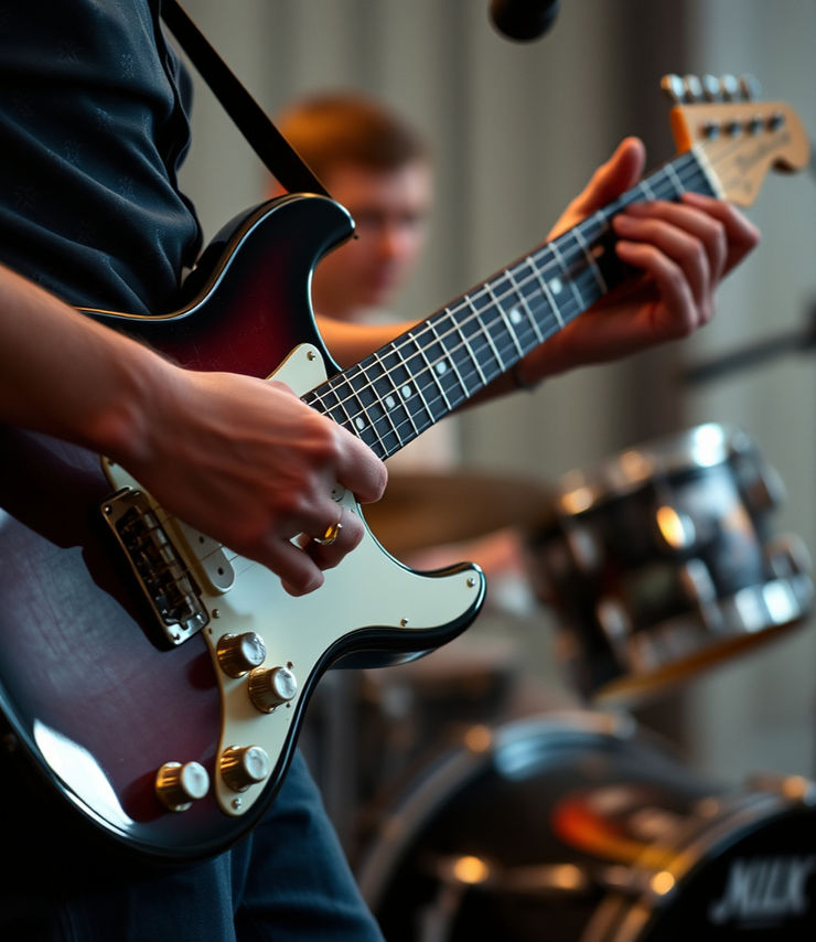 Abstract close-up of musical instruments capturing a sense of rhythm and energy.