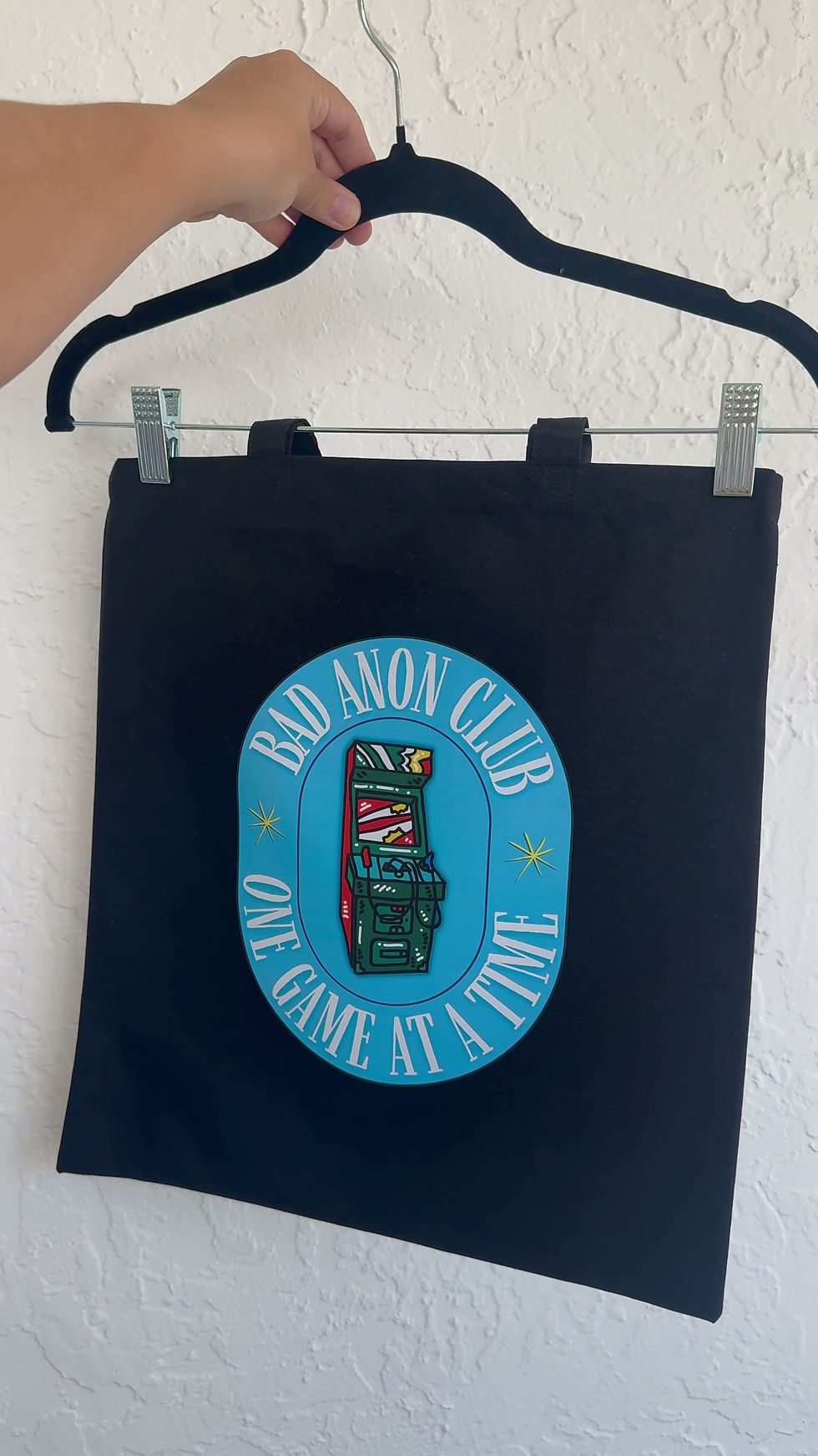 Thumbnail: "Bad Anon Club" Black Cotton Tote Bag (Wreck It Ralph inspired)