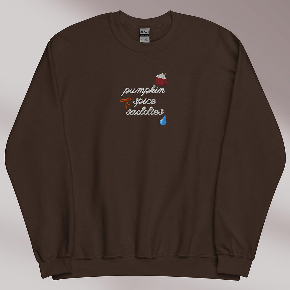 Thumbnail: 'Pumpkin Spice Saddies' Embroidered Sweatshirt (Gildan Heavy Blend I Crewneck)