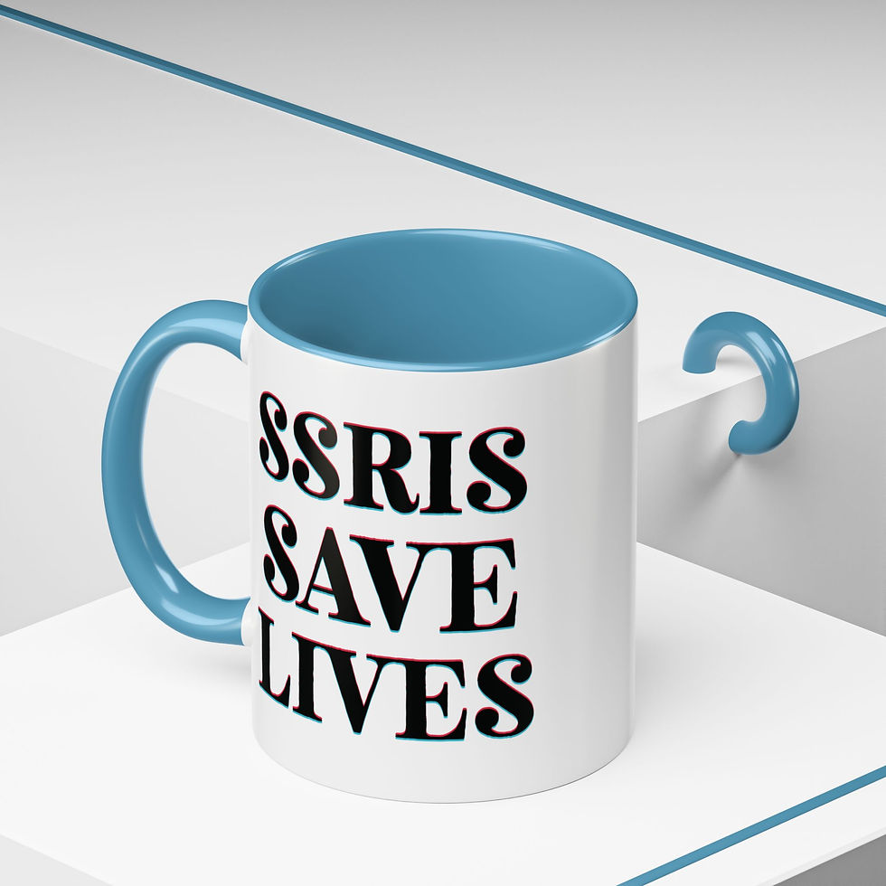 Thumbnail: "SSRIS Save Lives" Ceramic Coffee Mug w/ Accent Color