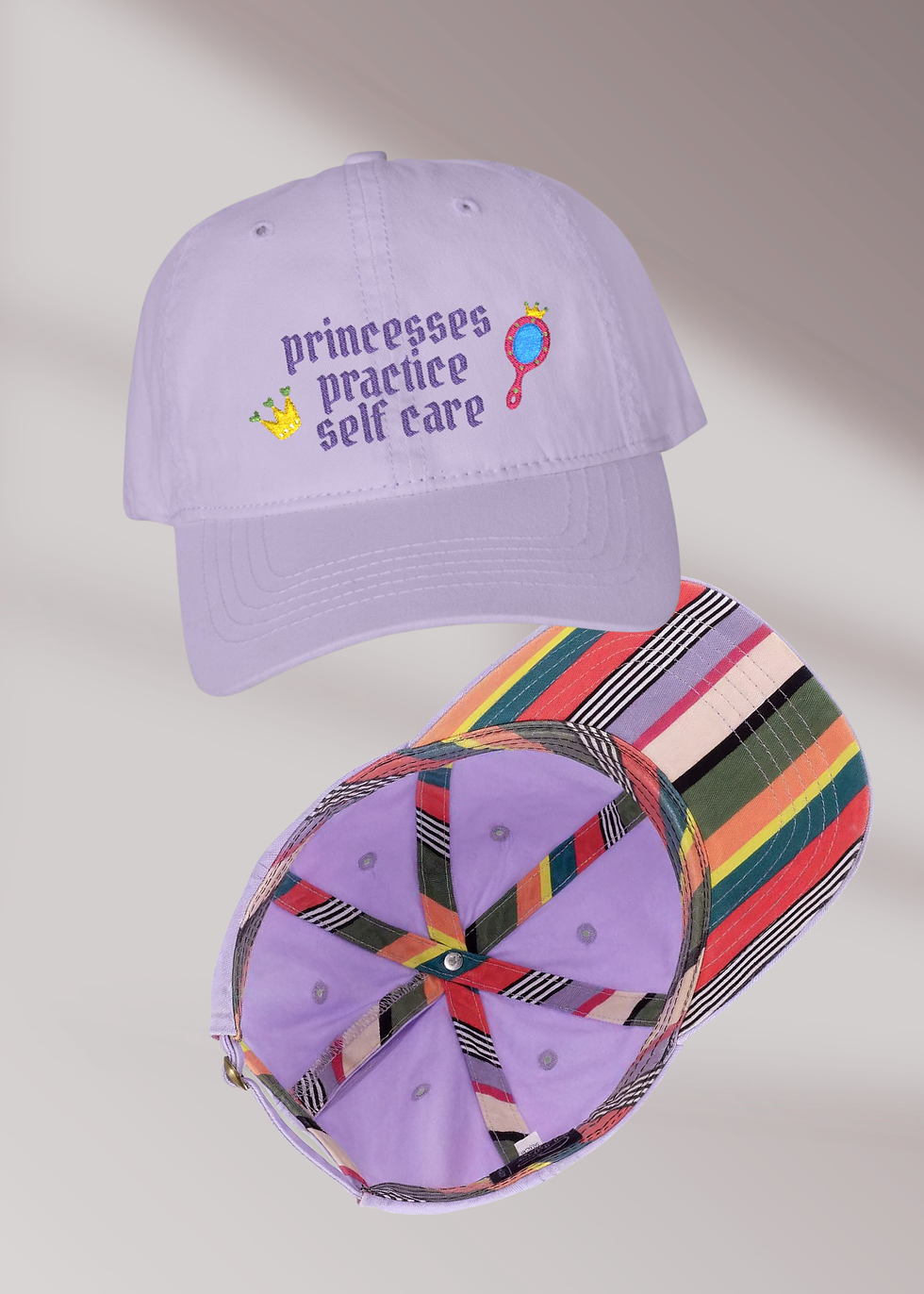 Thumbnail: "Princesses Practice Self Care" Embroidered Dad Hat (w/ Matching Under-Brim)