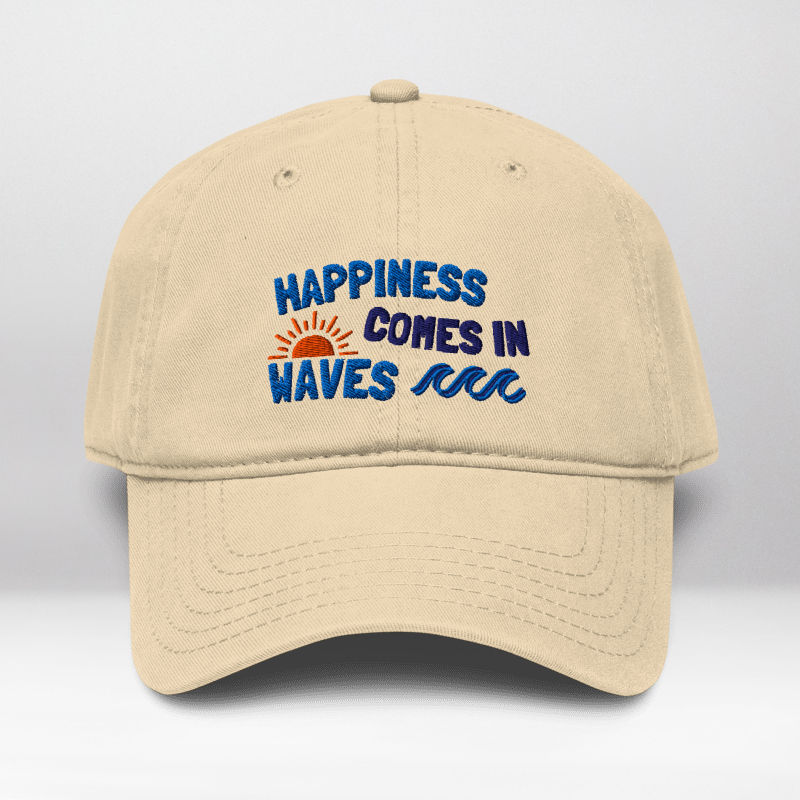 Thumbnail: 'Happiness Comes In Waves' Embroidered Dad Hat