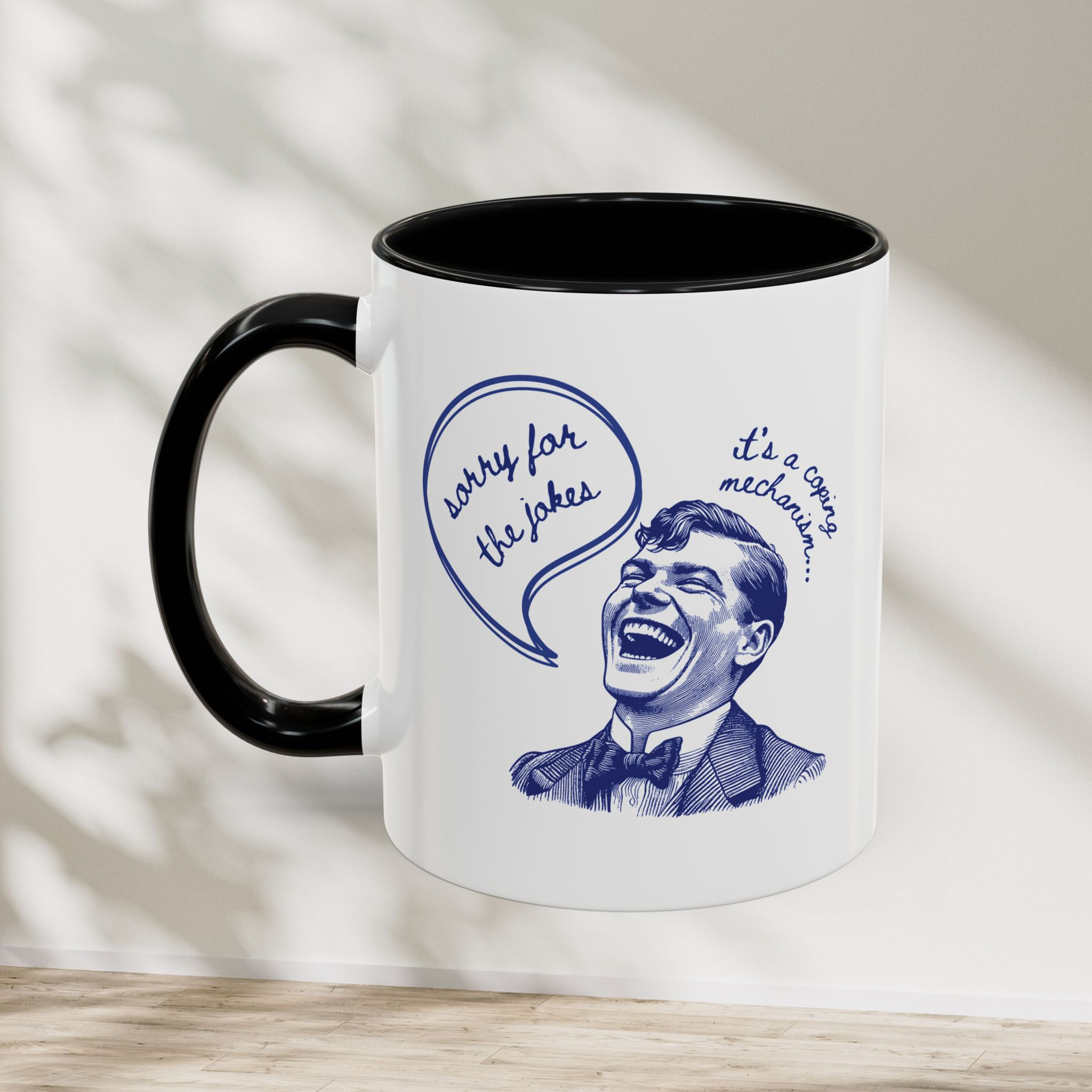 "Sorry For The Jokes" Ceramic Coffee Mug w/ Accent Color (11oz/15oz)