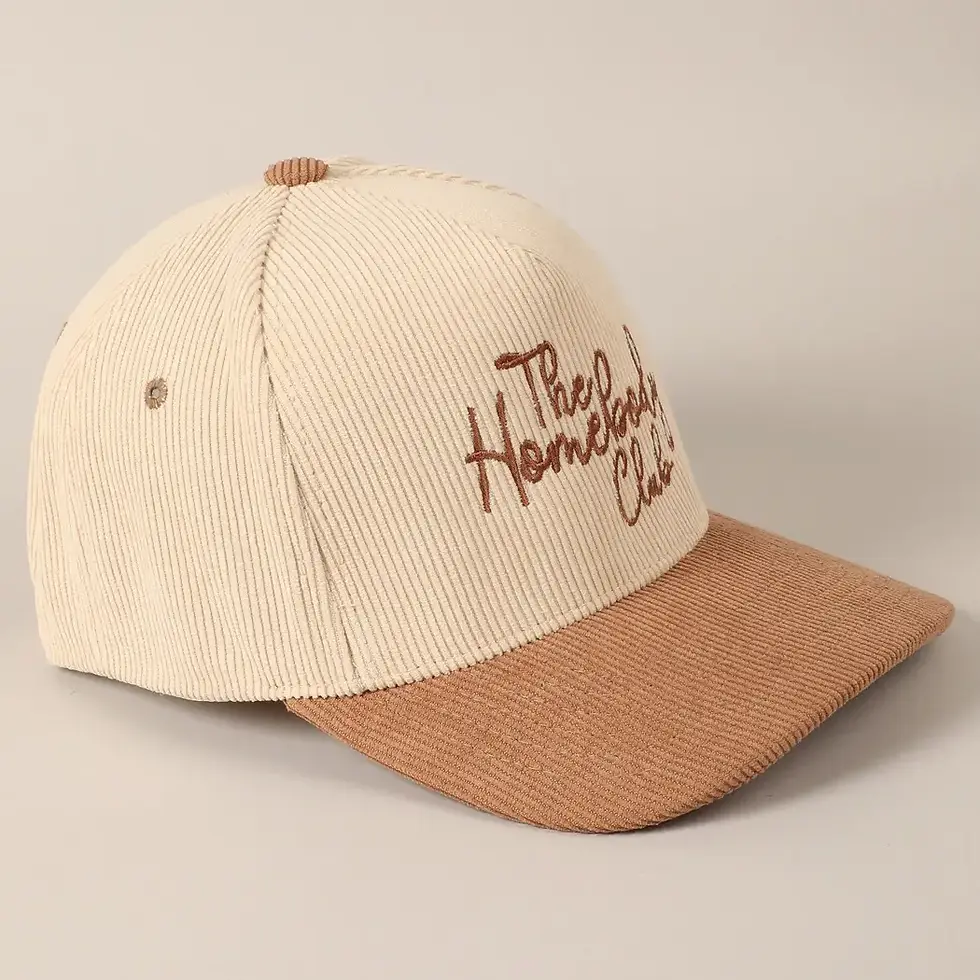Thumbnail: 'Homebody Club' Embroidered Corduroy Trucker Hat (Red)