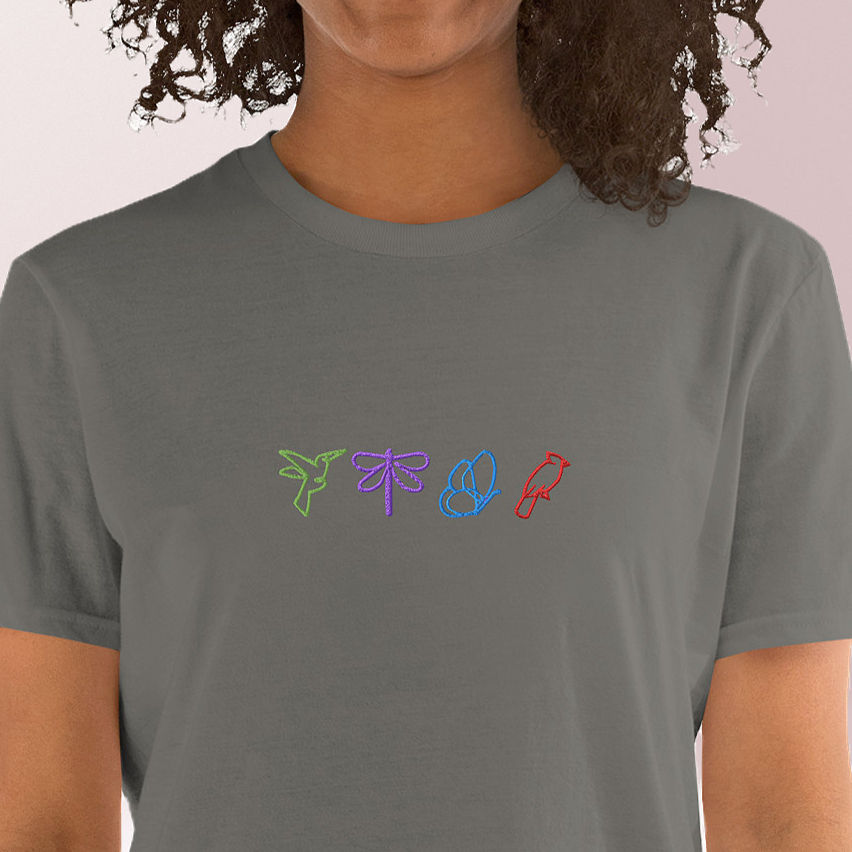 Thumbnail: "Signs From Above" Embroidered Cotton T-Shirt (Heavy v. Soft)